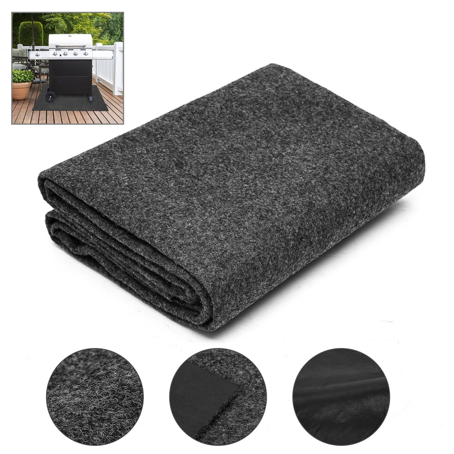 Tapis De Protection Pour Barbecue Et Plancha - PVC Noir 150x120 Cm - Imperméable, Anti-UV, Ignifugé - 2