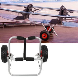 Chariot De Transport Pliable Pour Canoë/kayak - Aluminium, Charge Max 80 Kg, Roues PU 25,4 Cm, Sangle Incluse