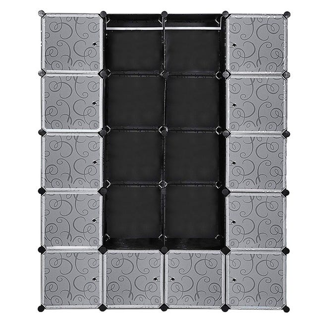 Armoire étagère sans boulon étagère de salle de bain armoire avec maillet bricolage étagère empilable 20 grilles noir - 1