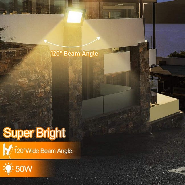 Projecteur LED extérieur avec détecteur de mouvement 4250LM LED projecteur  3000K IP66 étanche éclairage 50W Blanc Chaud