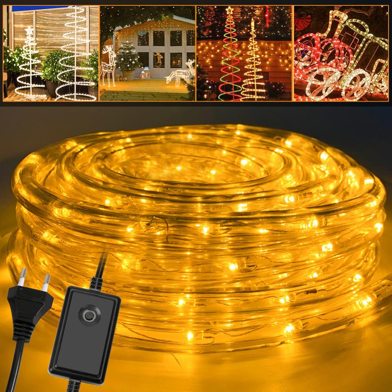 Guirlande Lumineuse LED Tube 50 M - Multicolore, Télécommande, étanche, Pour Noël, Jardin, Fête - 8