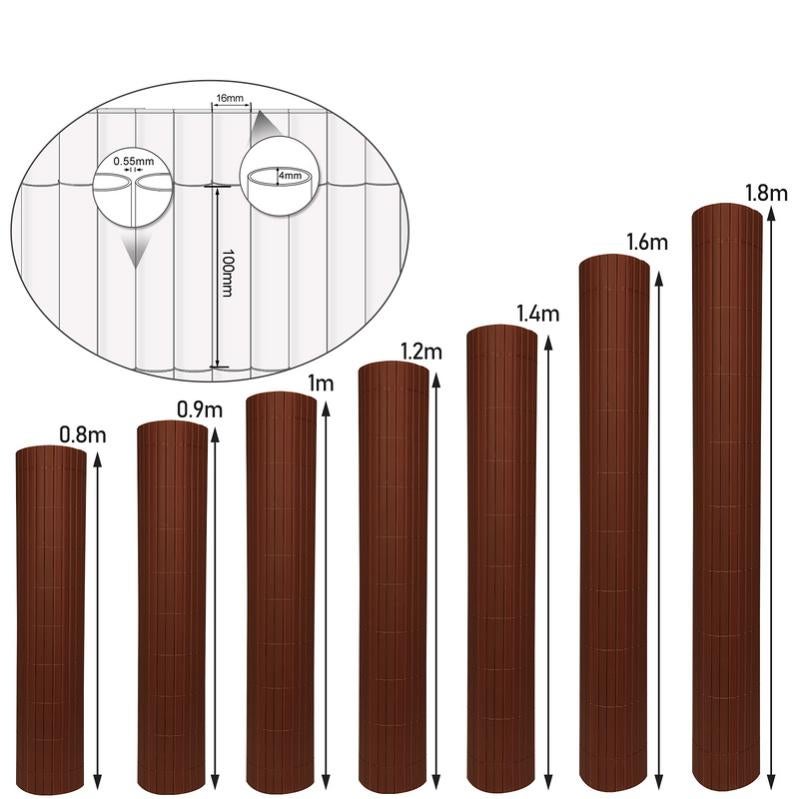 Canisse double face PVC,marron,1.2 x 4 m,Résistant aux UV Tapis de