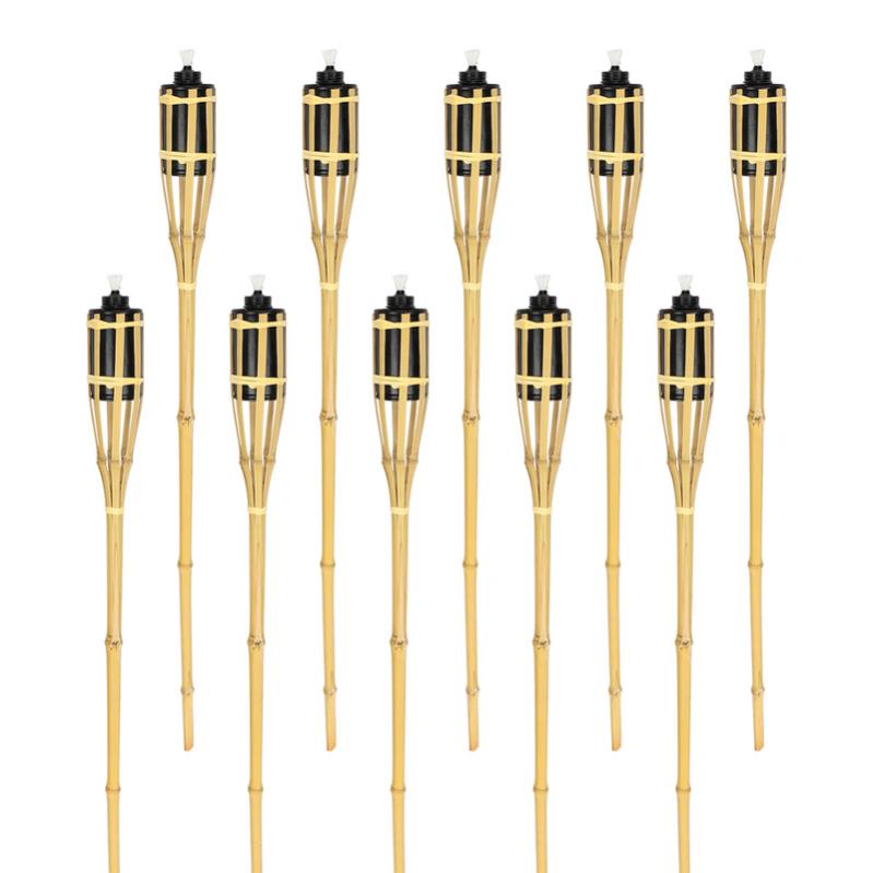Deuba Lot De 6 Torches De Jardin Acier Inoxydable - Flambeaux 115 Cm