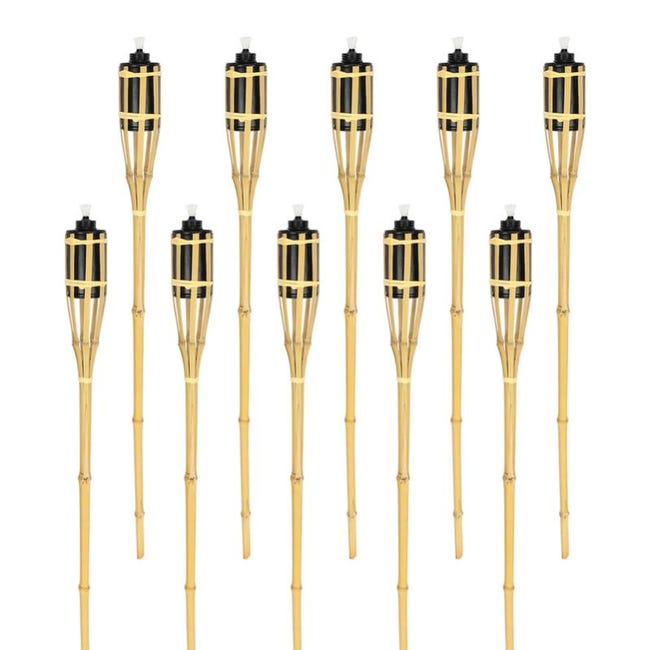 Deuba Lot De 6 Torches De Jardin Acier Inoxydable - Flambeaux 115 Cm