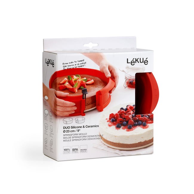 Lekue Molde desmontable de 9 pulgadas con placa de cerámica, color rojo :  Hogar y Cocina 