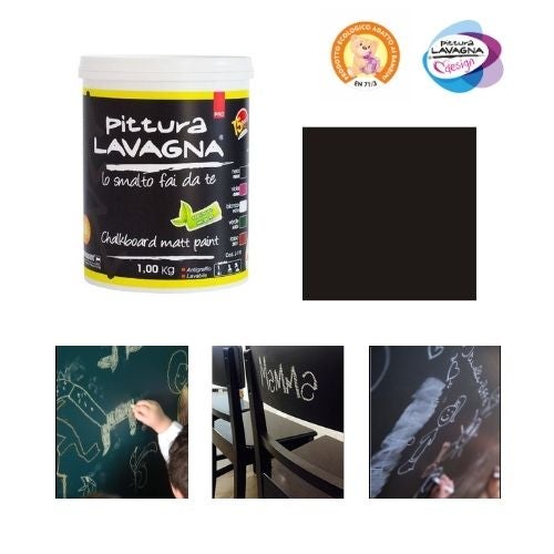 Pittura Lavagna Originale Jumbo Paint Kg 1 Colore Nero (14 Mq)