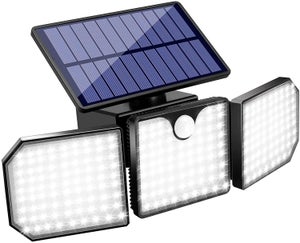 Puissant panneau solaire éclairage extérieur 122 LED capteur mouvement 3  têtes étanche grande angle
