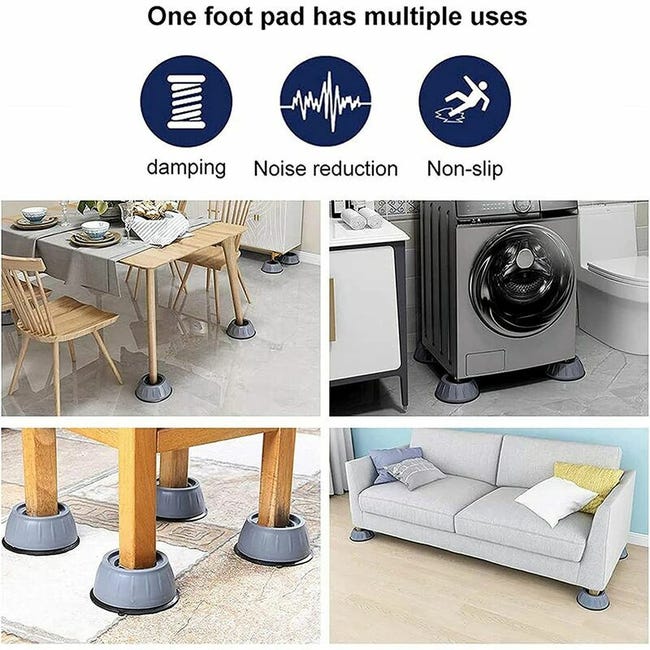 Patins Anti Vibration,4 Pièces Coussinets de pieds de machine à laver  Antidérapant Machine À Laver Anti Vibration Tampon pour machine à laver et  sèche-linge