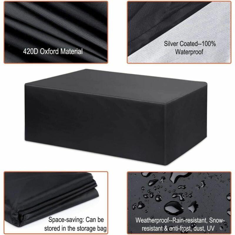 Housses Pour Salons De Jardin,Salon De Jardin Exterieur,Housse De Meubles De Jardin Pour Table Ronde Et Chaises,420D Oxford Housse De Protection Bâche De Table Imperméable, Anti-UV -225x75cm