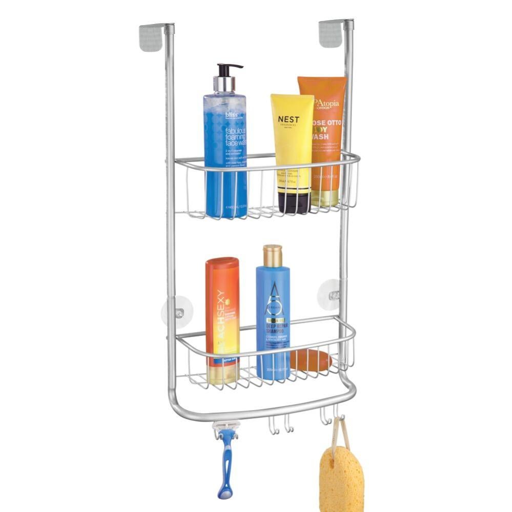 MDesign Acier Inoxydable 2Tiers Bath/Shower Over Door Caddy with Hooks Chrome Leroy Merlin