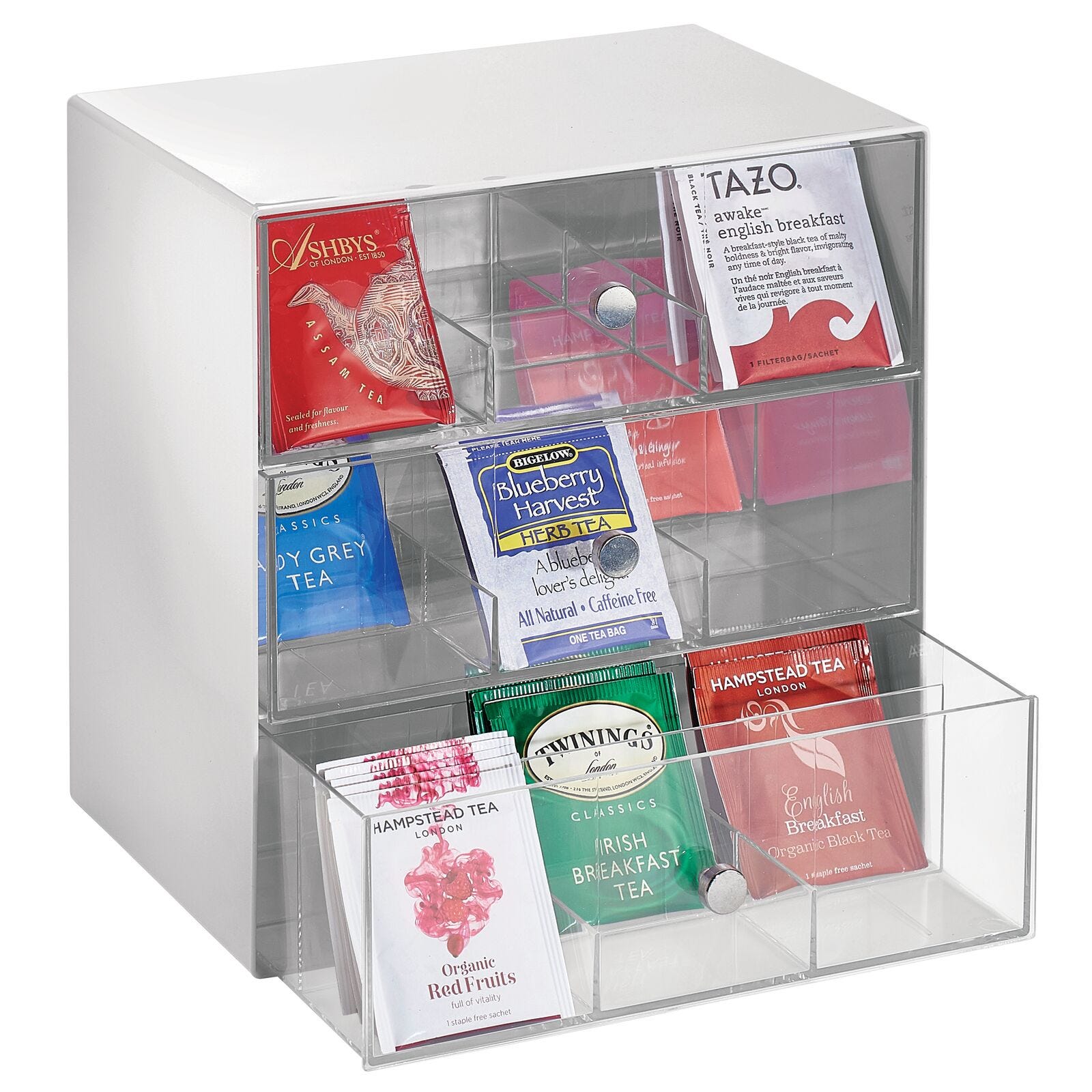 MDesign Boîte de rangement pour sachets de thé en plastique - Gris