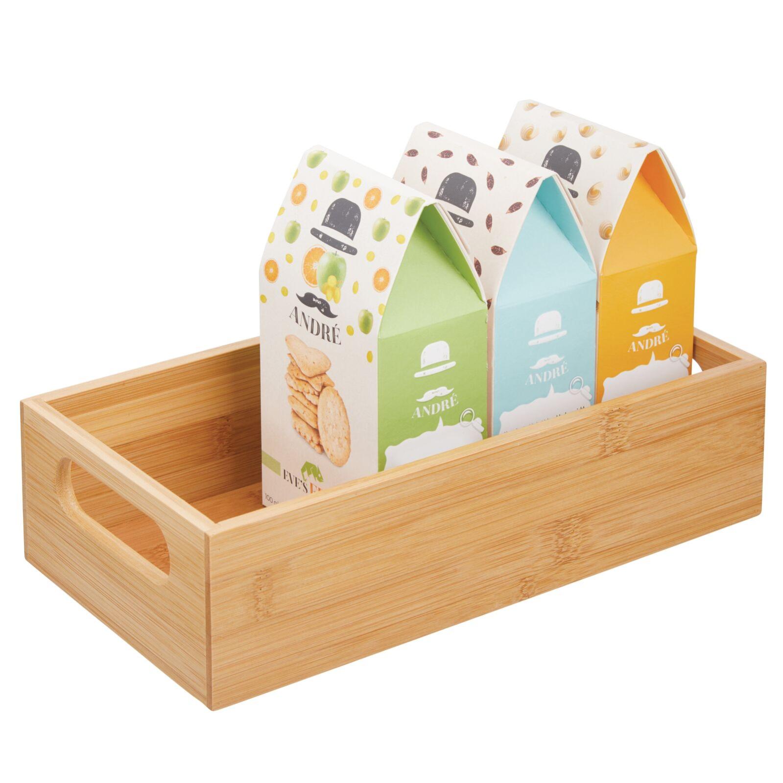 MDesign Bamboo Pantry Storage Organizer Container Bin with Handles