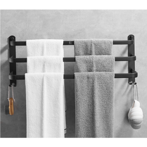 Porte-serviettes salle de bain 3 animaux noir 50 cm sans perçage, porte- serviettes