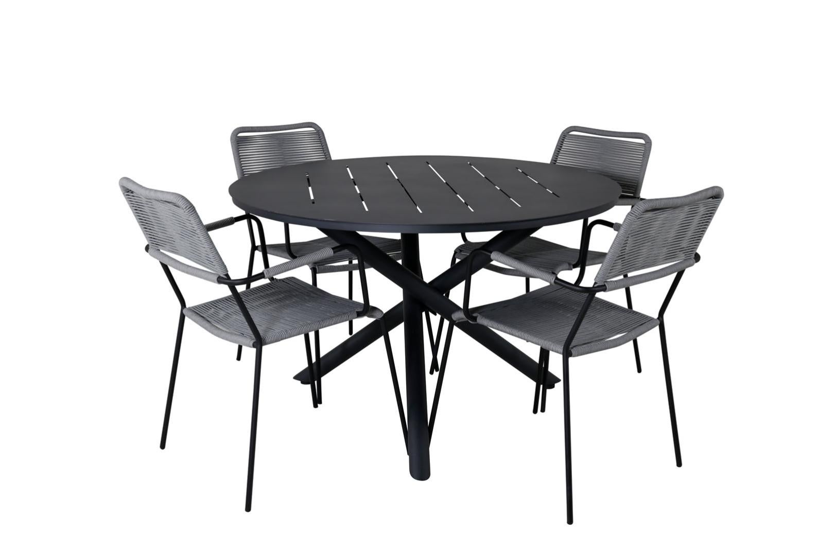 Alma Ensemble table et chaises de jardin, table Ø120cm et 4 chaises