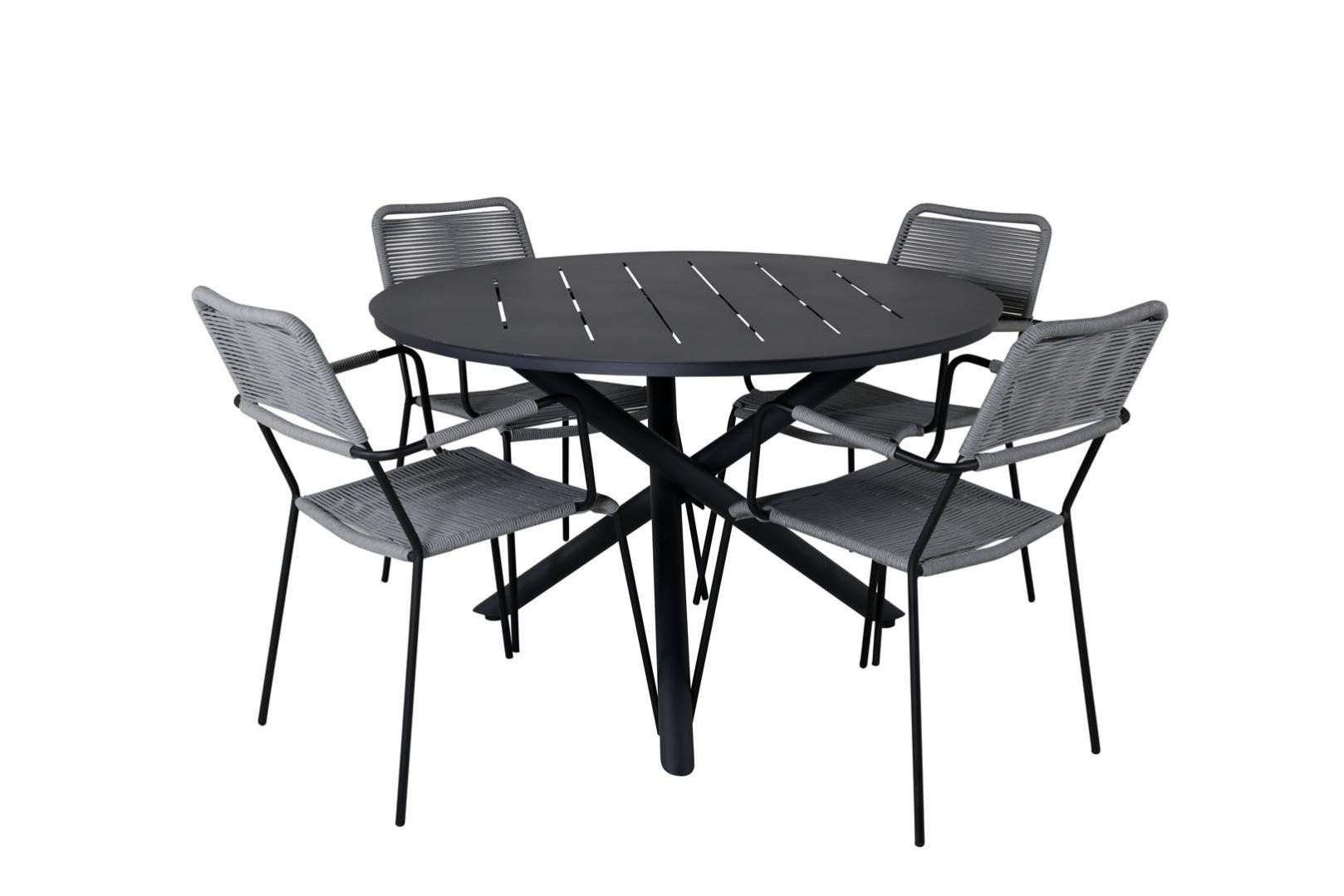 Alma Ensemble table et chaises de jardin, table Ø120cm et 4 chaises