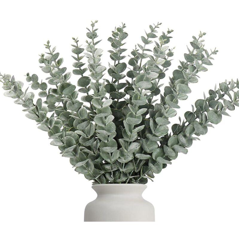 15 Tiges Eucalyptus Artificiel Argenté - Décoration Florale, Bouquets Mariage, Vase, 29cm