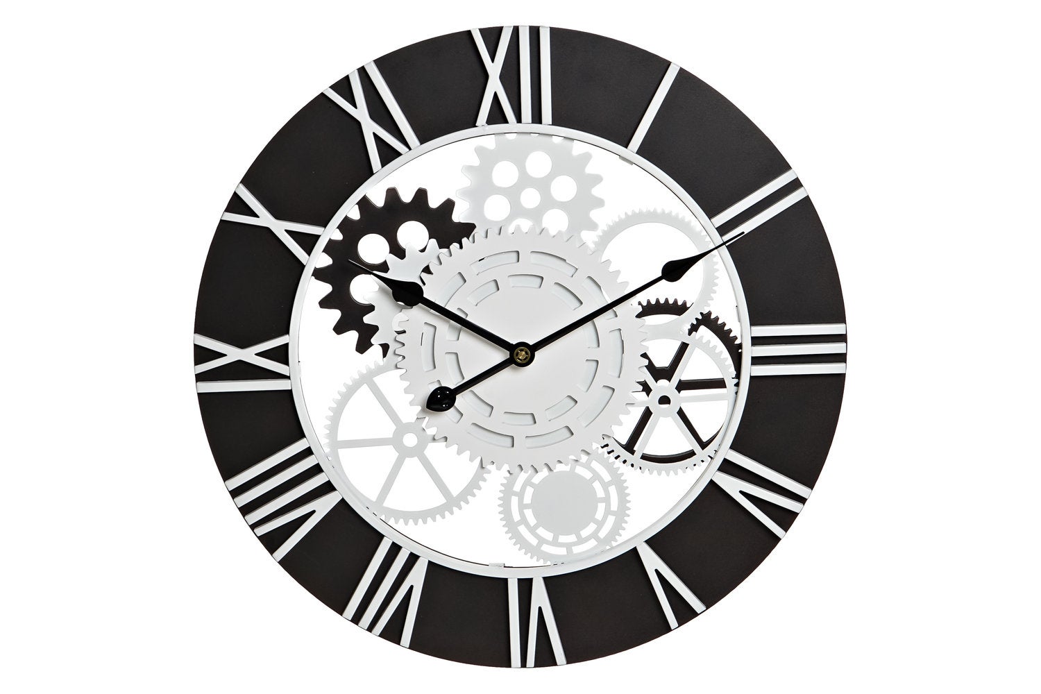 Reloj pared hierro mdf 60x4x60 engranajes negro