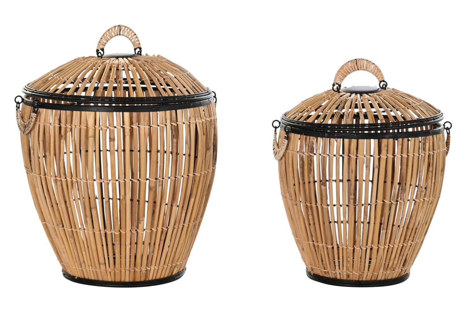 Cesta portabiancheria naturale bucato bambù angolare mod. Balù