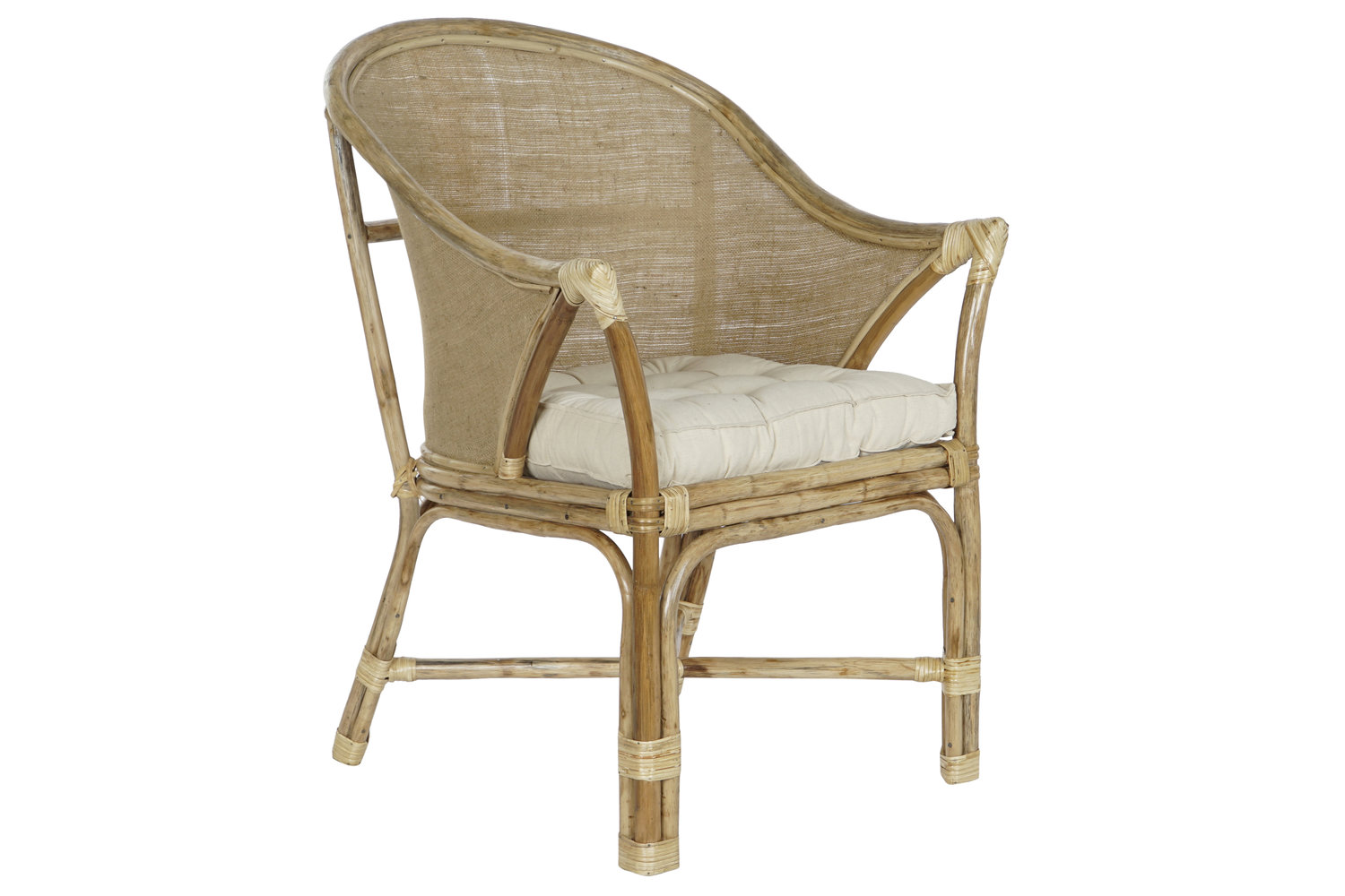 Sillon ratan algodon 63x66x88 con cojin natural