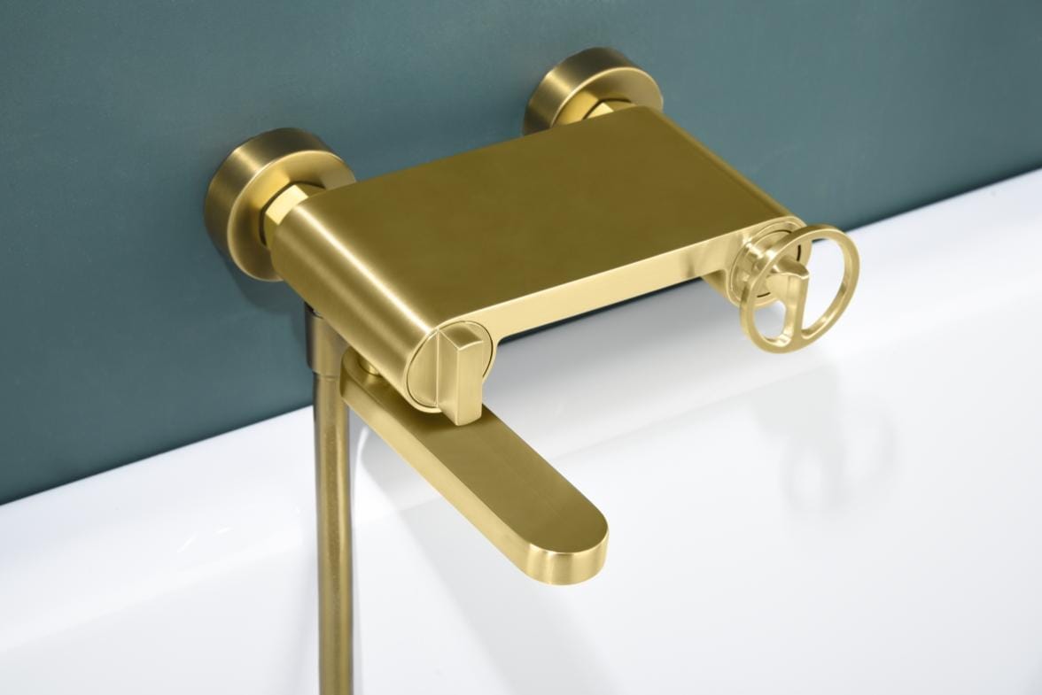 Miscelatore Per Lavabo A Muro Detroit Monocomando Oro Spazzolato - Foto 13