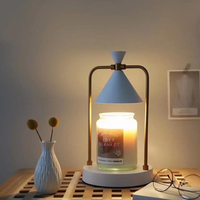 Lampe chauffe-bougie HABITU blanche avec bougie lavande, minuterie  1H/2H/4H, gradateur et ampoule pour la maison, la cuisine et la décoration  de la chambre -  France