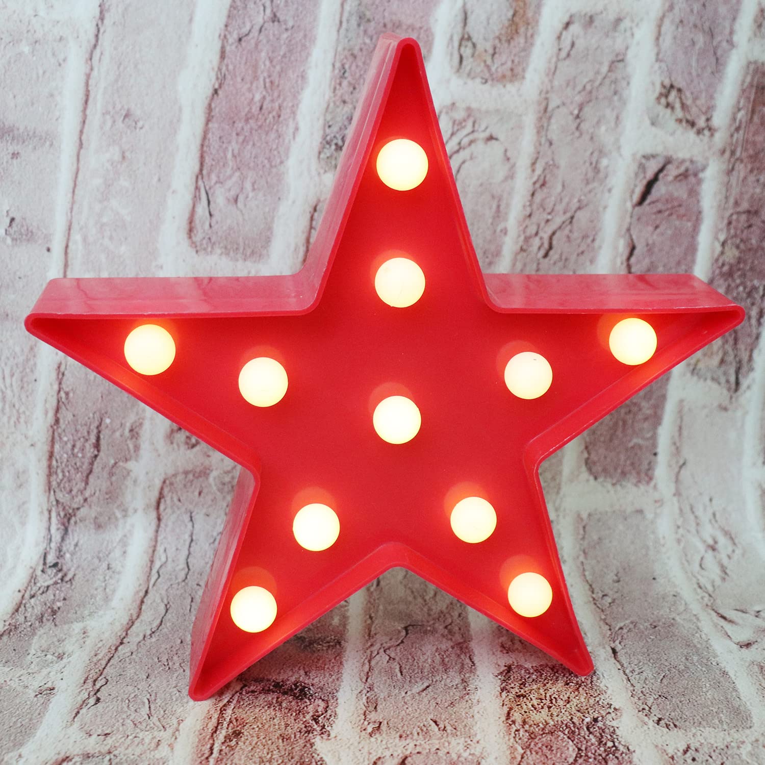 Luci notturne con segni di stelle rosse, lampada da tavolo a forma di  stella con luce notturna a LED alimentata a batteria per la stanza dei  bambini