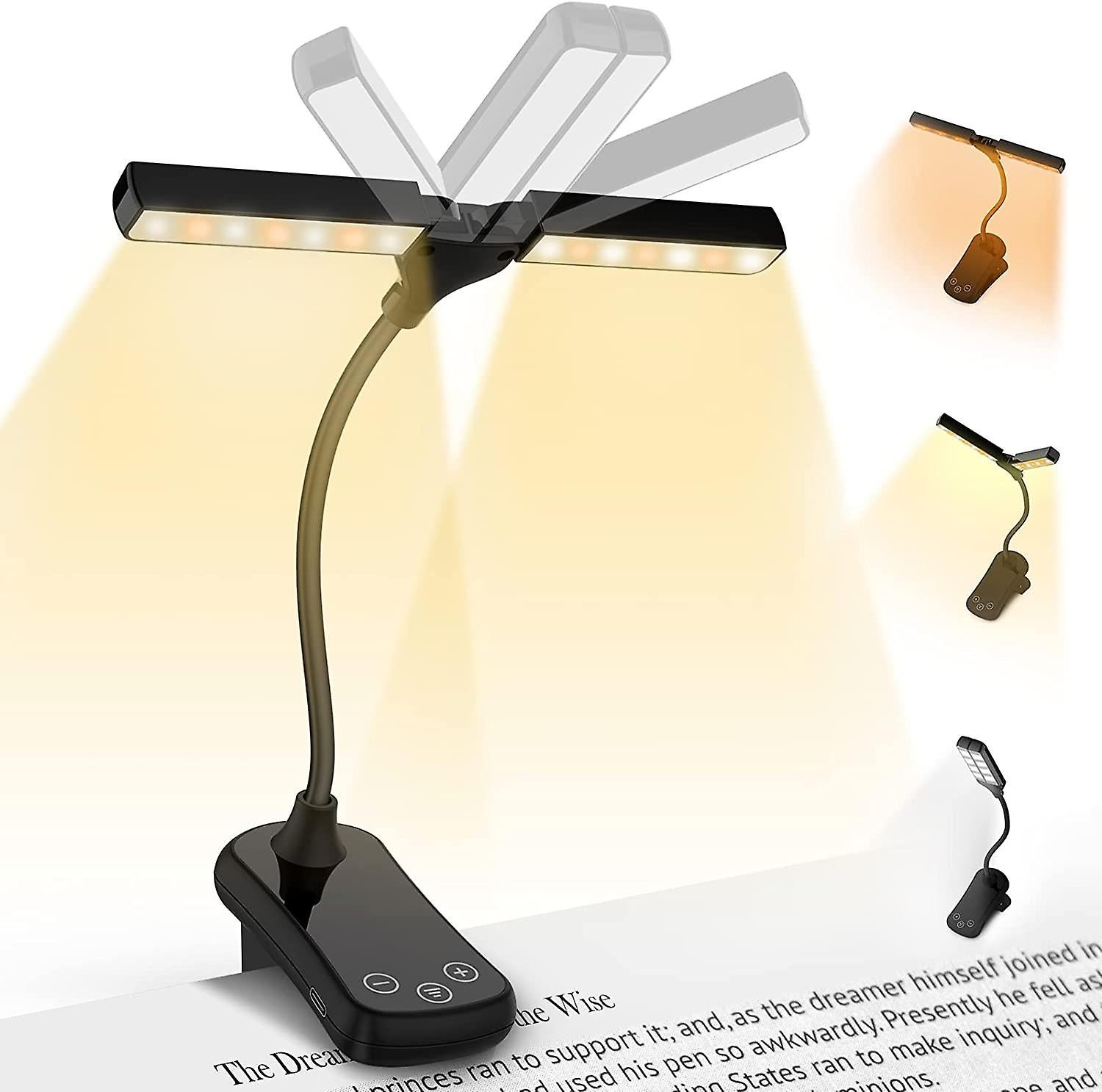 Lampe de bureau sans fil Protection des Yeux,Support en bois 3