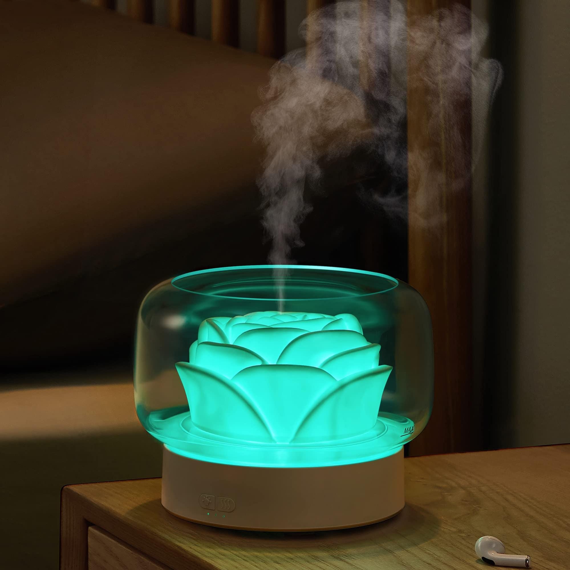 Umidificatore con diffusore di oli essenziali Diffusore per aromaterapia  con nebbia fredda 2 in 1 con luci notturne a 7 colori per la casa (bianco)
