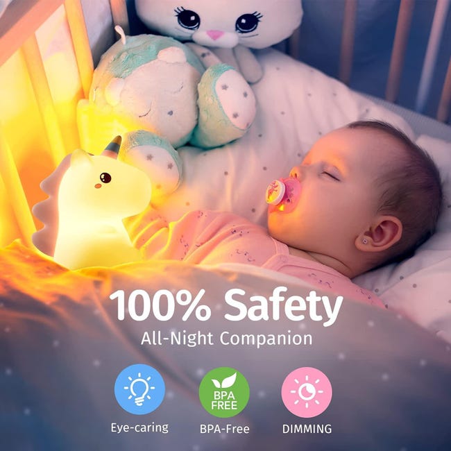 Acheter Veilleuse pour enfants mignonne veilleuse Portable 7 couleurs  contrôle tactile Silicone bébé veilleuse