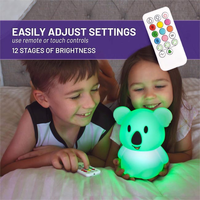 Veilleuse Koala pour enfants, lampe de chambre d'enfant en silicone pour  chambre de bébé et tout-petit, télécommande avec 9 couleurs changeantes