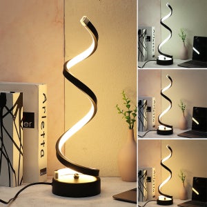 Lampe de table LED en Spirale, 7W Moderne Lampe de Chevet LED en Aluminium,  6000K Lumière