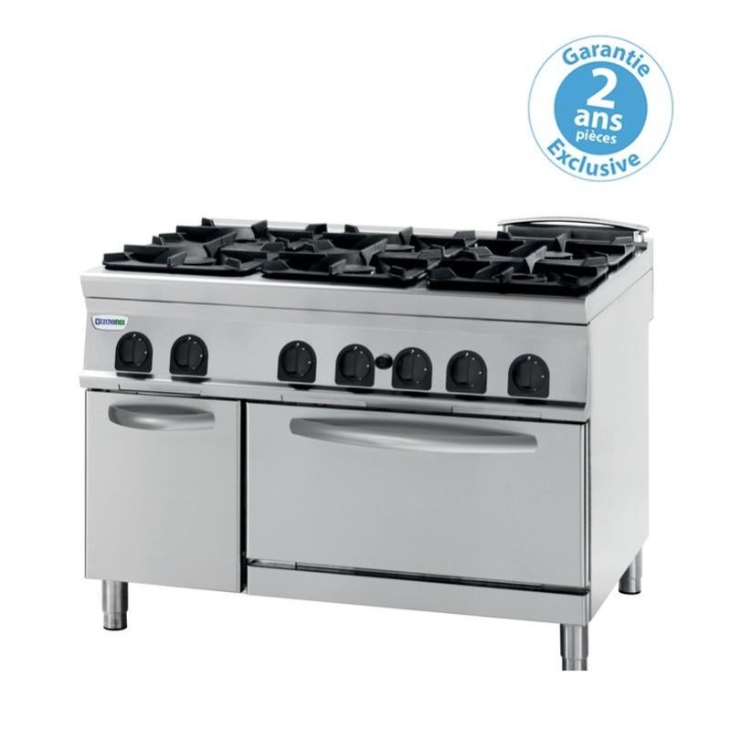 Fourneau 6 feux sur four gaz extra large - Tecnoinox - PFXH12GG9