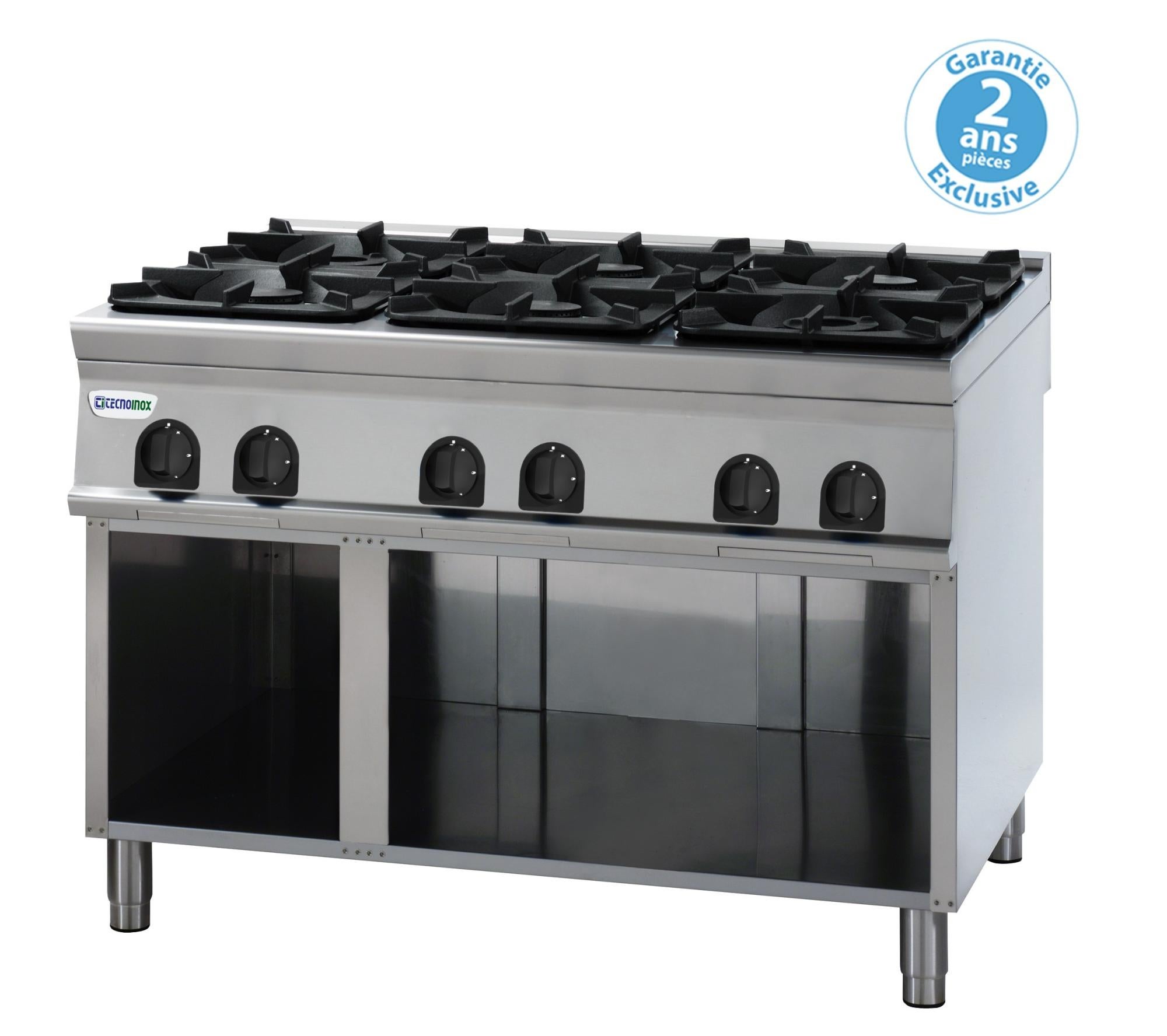 Fourneau sur meuble - top 6 feux vifs gaz sur placard ouvert 30 kW ...