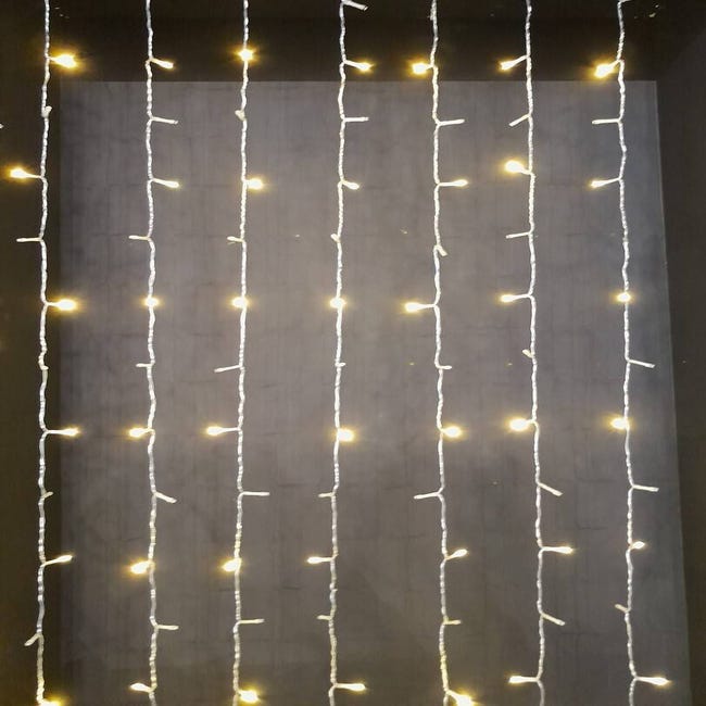 Rideau Lumineux 40 LED Blanc Chaud Câble Transparent 1 m x 1 m