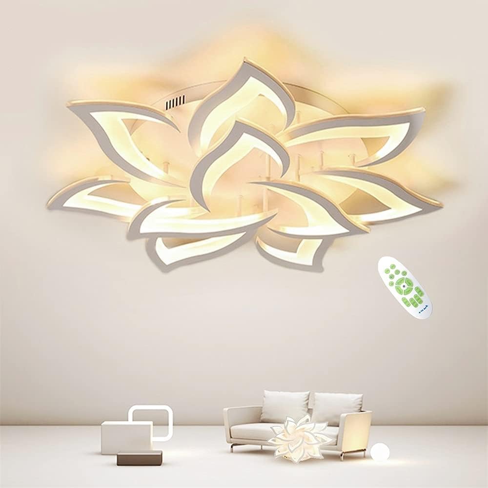 Plafonnier LED Moderne 60W : Design Créatif Pétales, Lampe de