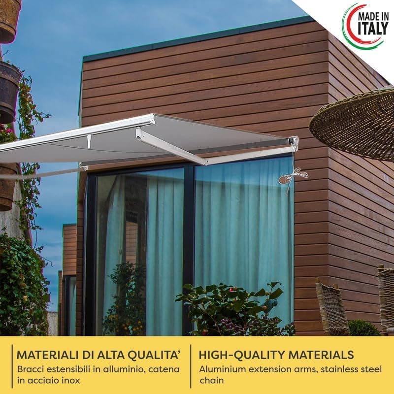 Tenda da sole a bracci estensibili motorizzato NATERIAL mod. Zefir L 4.95 x  P 3 m grigio