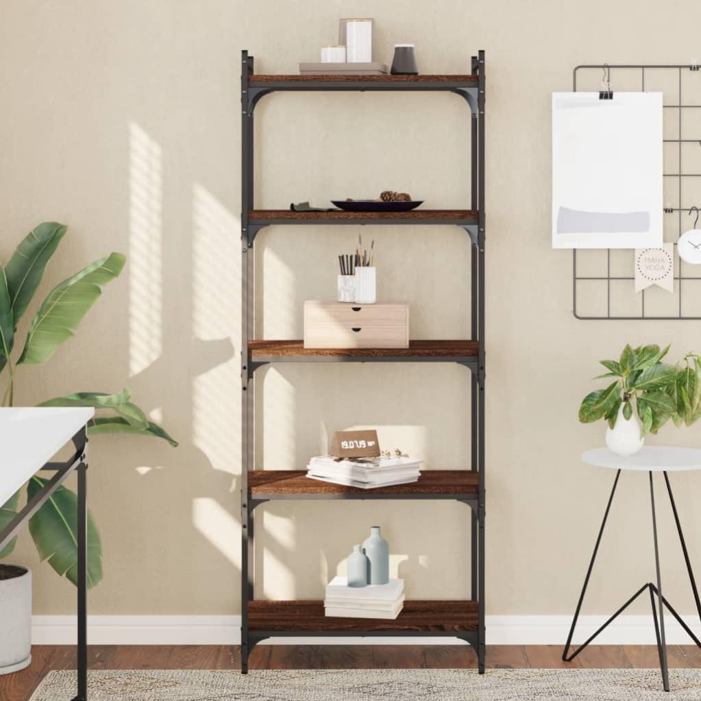 VidaXL Libreria Con Anta Rovere Marrone - 40x24x102 Cm - Mobile In Truciolato Con Ripiani, Armadio Portaoggetti Regolabile, Fissaggio A Parete