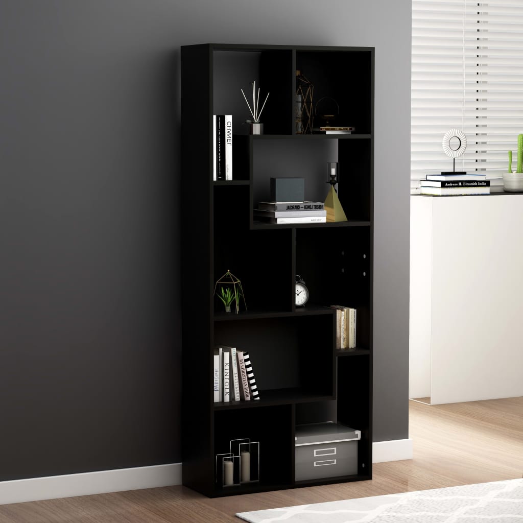 Libreria Nera 100x32x170 cm in Legno Multistrato e Ferro