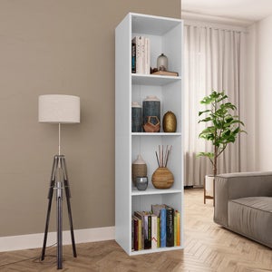 Relaxdays Mobiletto Porta TV con 4 Scomparti, con Rotelle, per CD & DVD,  Mobile Basso da Salotto, HLP 35x80x35cm, Bianco