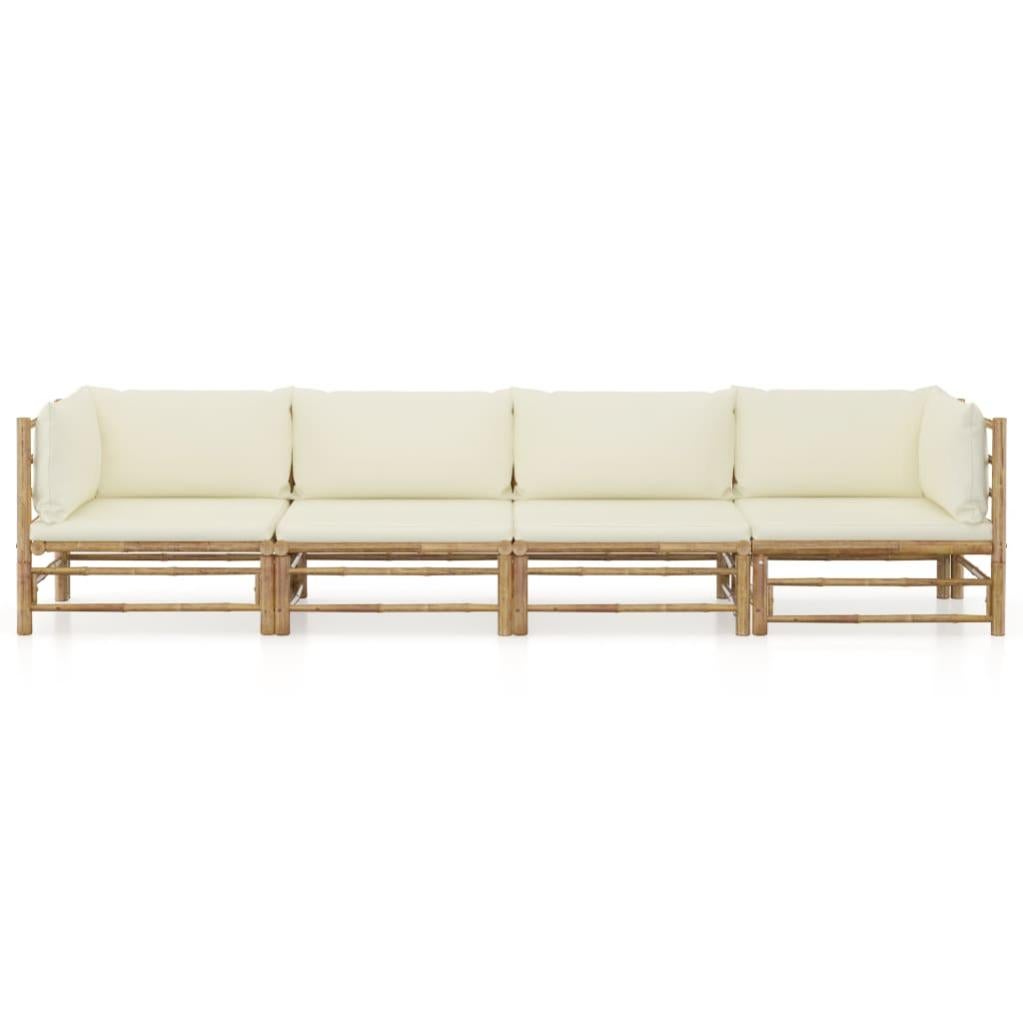 Panca da Giardino con Cuscino 120 cm in Bambù