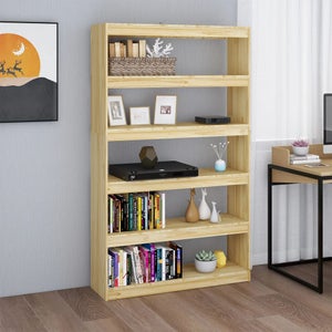 Librería/Separador de ambientes Blanco 60x30x103,5cm Pino macizo