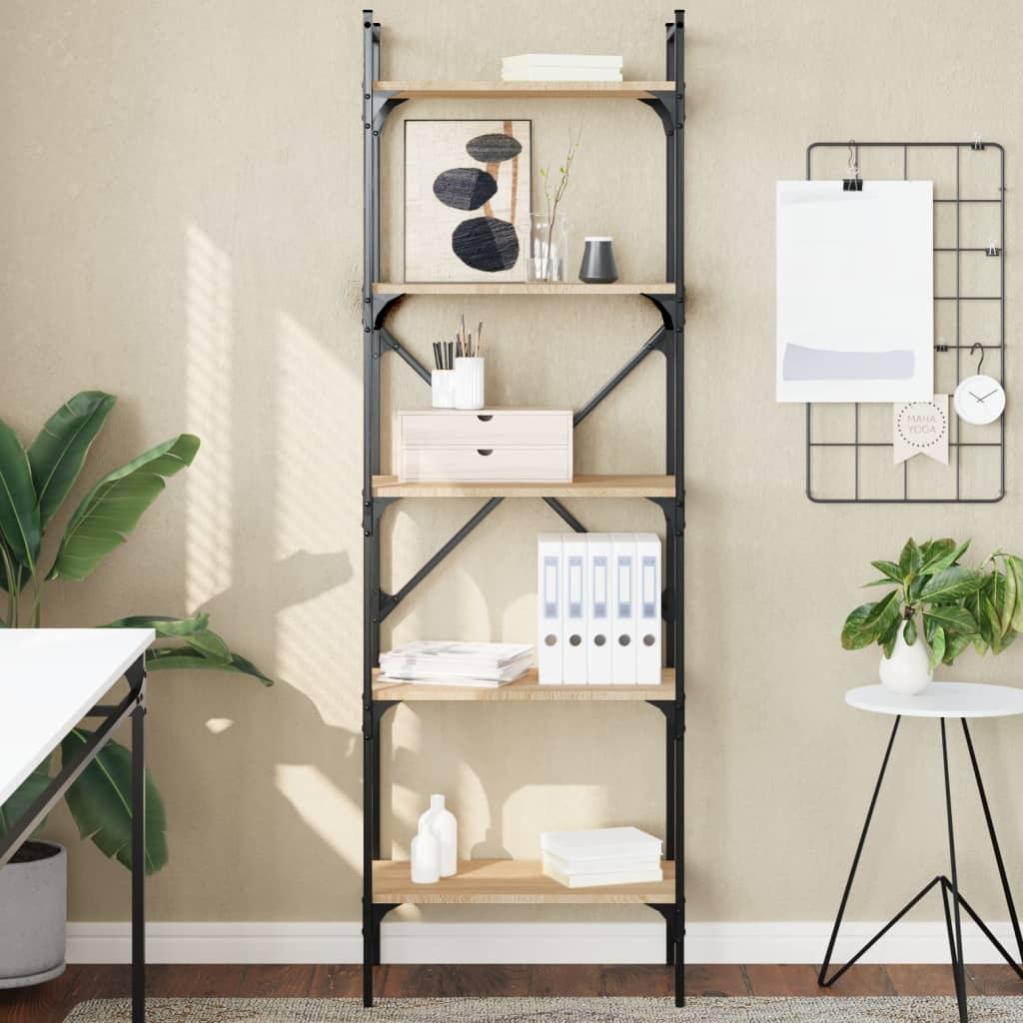 Libreria 5 ripiani Indiana 60x33x186H colore bianco larice