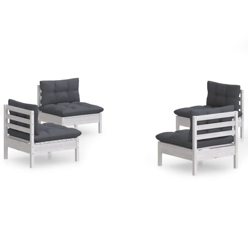 Koll Living Cuscini Da Giardino Impermeabili 4 Pezzi 57x33x5 Cm Antracite - Set Salvaspazio Per Esterno