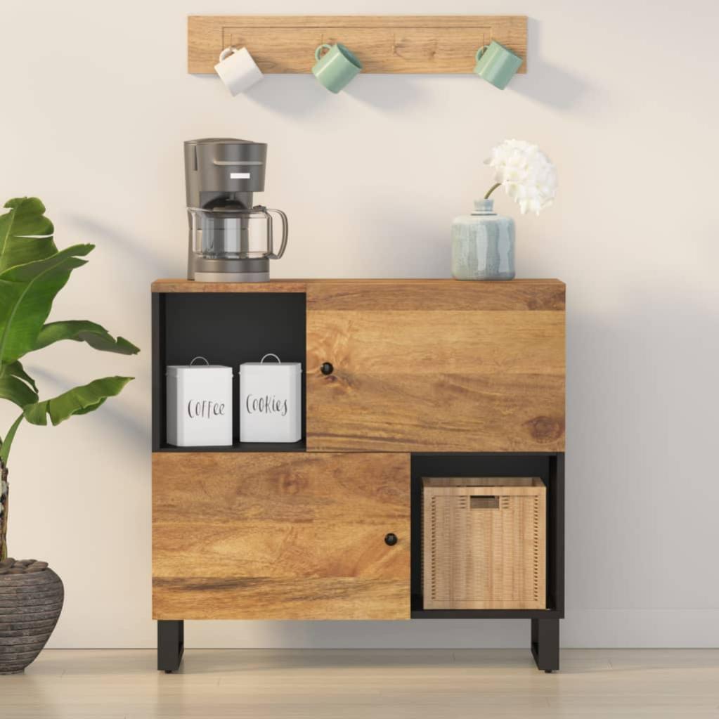Buffet Noir 60x33x75 Cm Bois Massif De Manguier - Achat & Prix