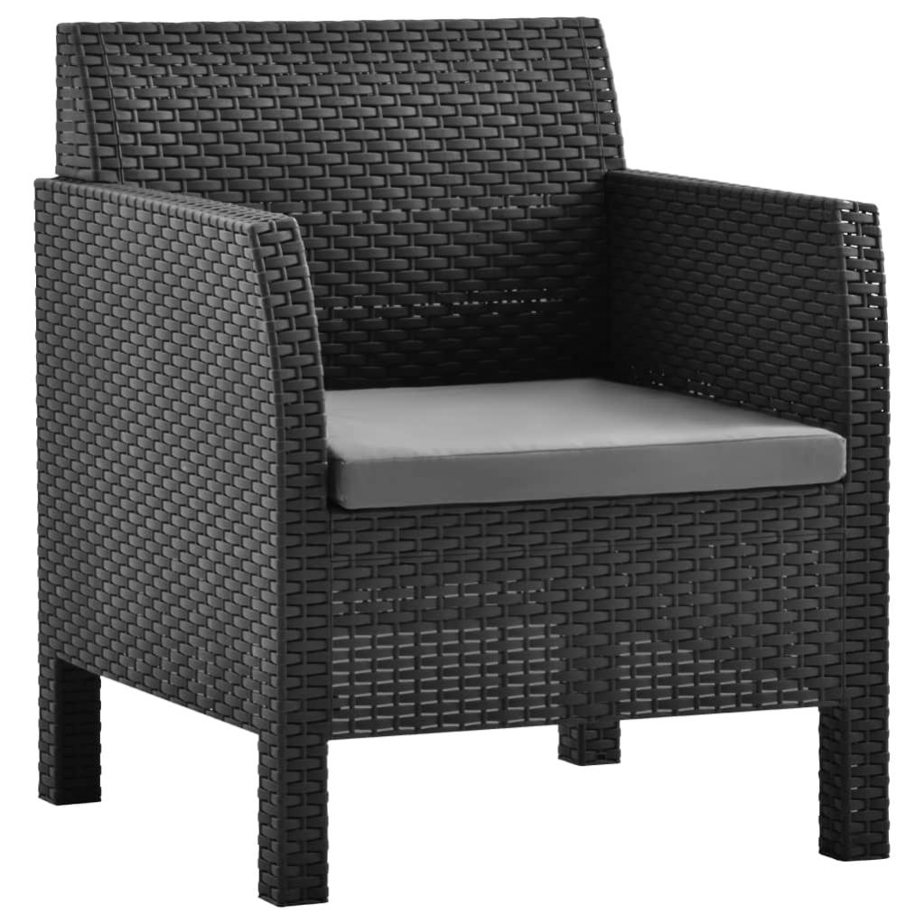Silla De Jardín Apilable Color Antracita - Estilo Ratán En Plástico, Medidas 82x55x52 Cm, Resistente