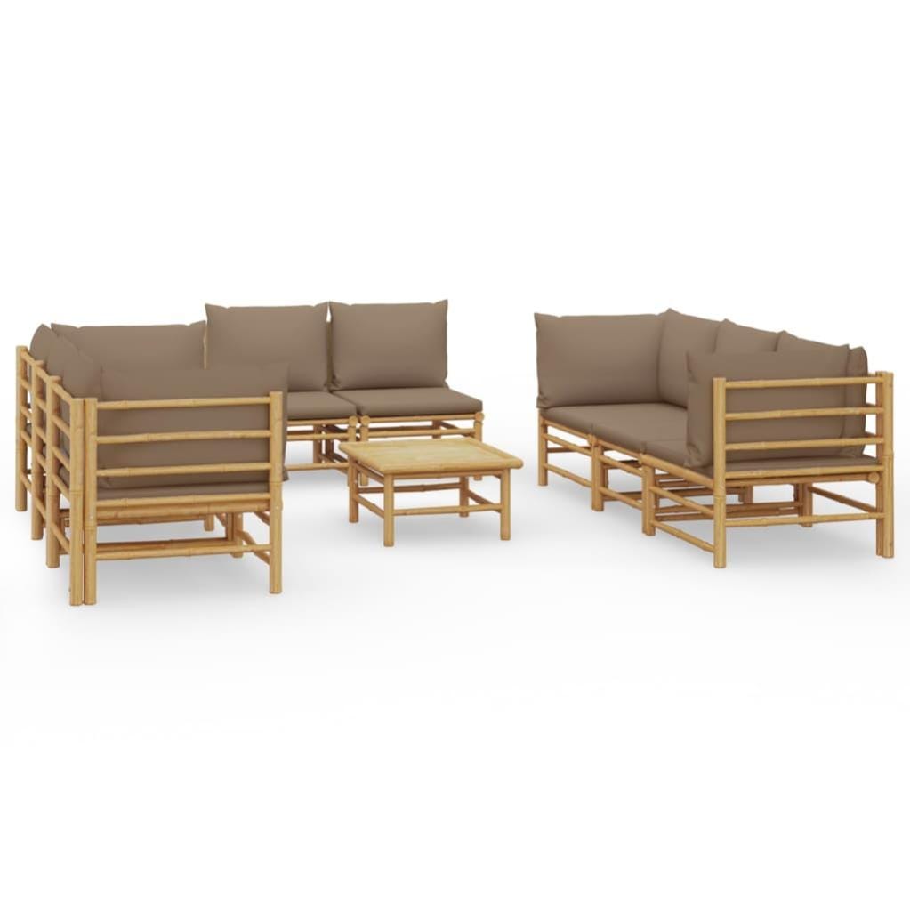 Mobili da giardino da 9 pezzi con cuscini color crema. Legno di pino Mobili da giardino da 9 pezzi con cuscini color crema. Legno di pino