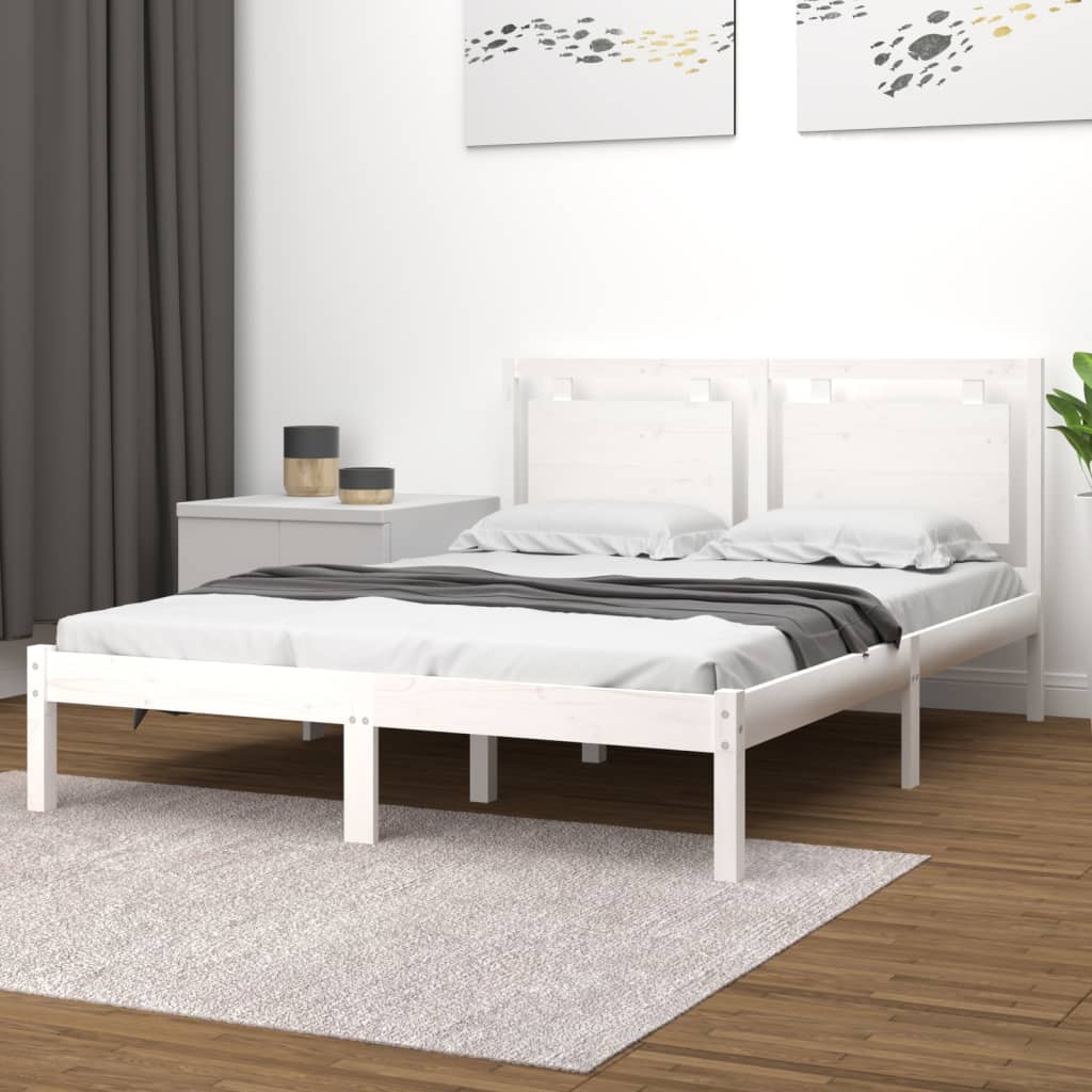 Pack cama alta Wood en color blanco con Colchón