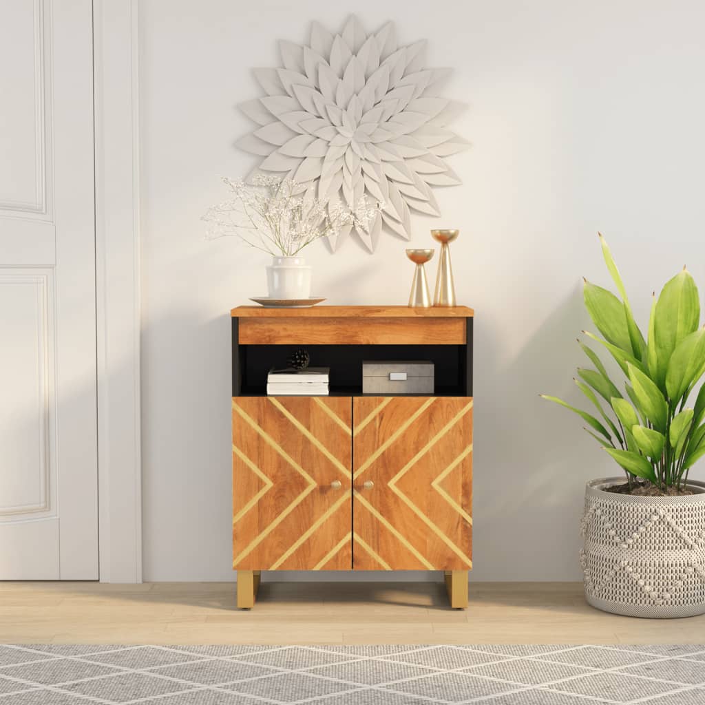 Mueble auxiliar marrón y negro madera mango 60x33,5x75 cm