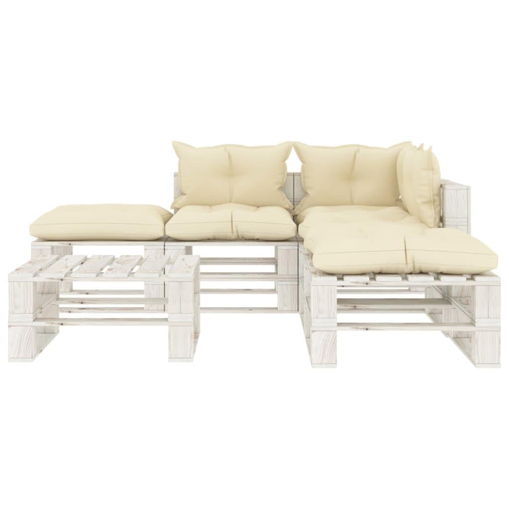Salotto Da Giardino In Legno Acacia 6 Pezzi Con Cuscini Crema - Set Divani Angolari Con Tavolo E Schienali In Corda - Patio Esterno - 3