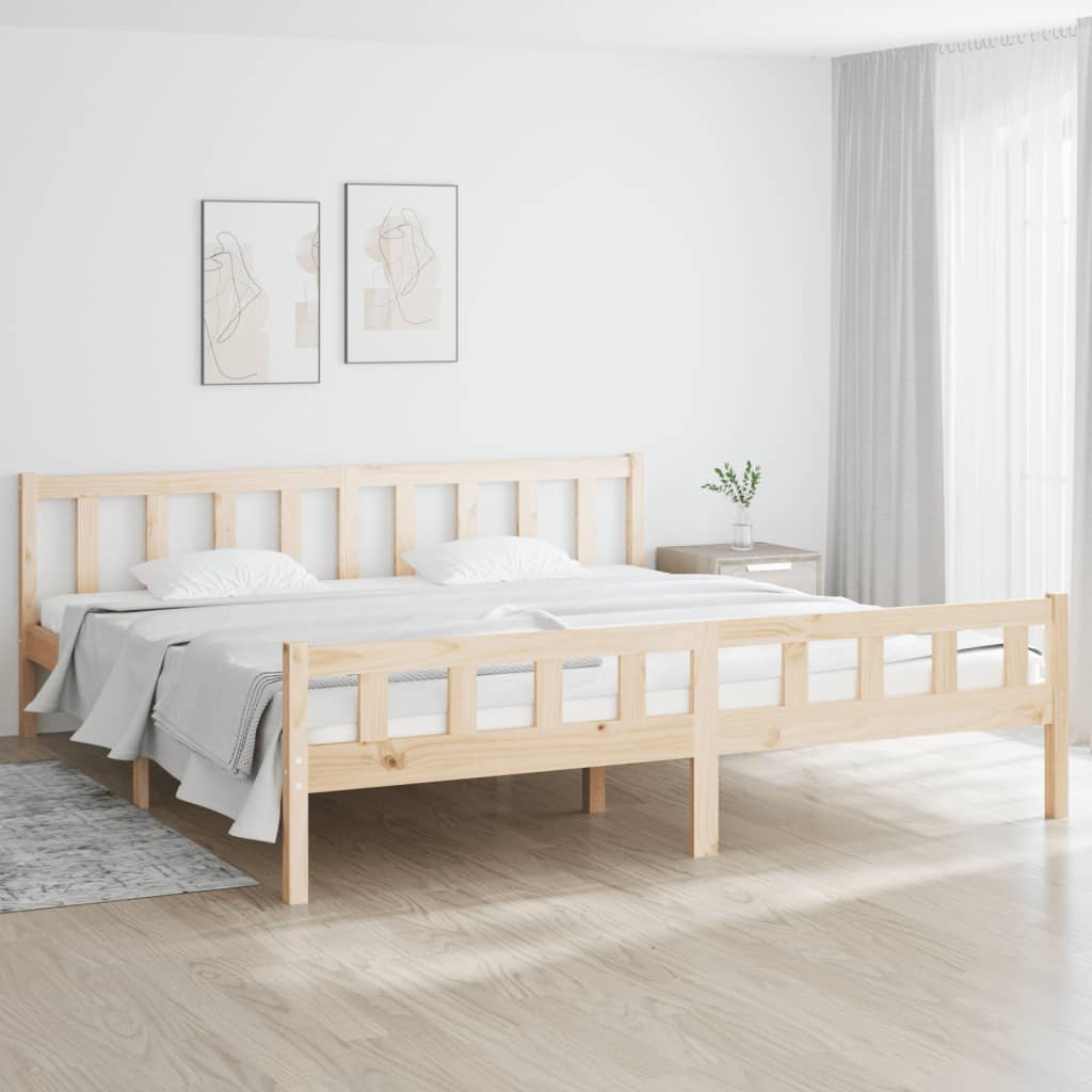 Estructura de cama Marco de Cama Somier de Cama madera maciza de pino  blanca 180x200 cm